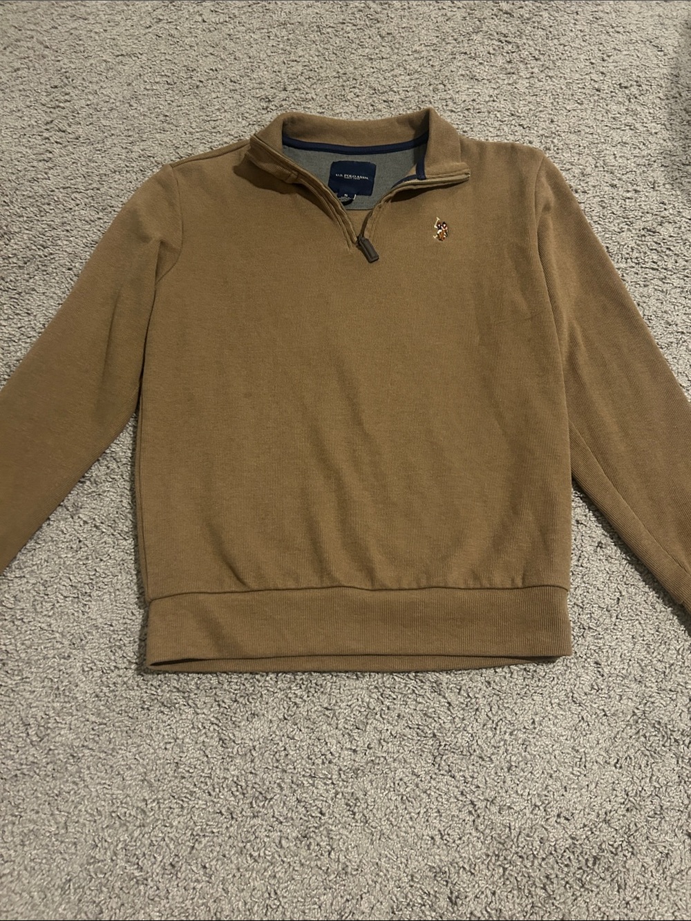 U.S. Polo Assn. Men's Quarter-Zip Sweater in Tan